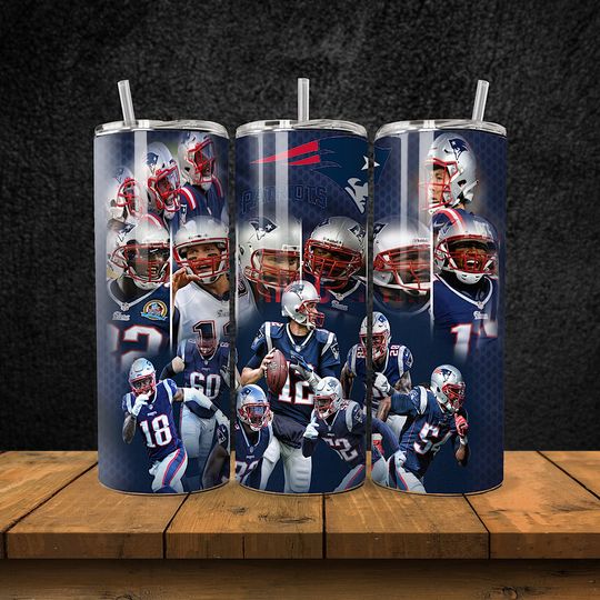 Discover New England Footabll Team Patriots Tumbler with Lid and Straw, Gift for Football Fan