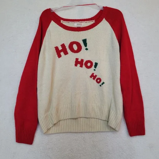 Discover Women's Route 66 Ugly Christmas Ho Ho Ho Sweater XL White Red