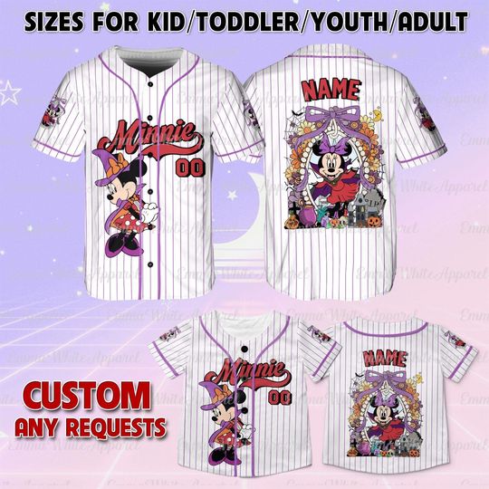 Discover Mickey And Friends Minnie Coquette Bow Halloween Jersey, Disney Minnie Magical Mirror Bow Shirt, Disney Fall Mickey Pumpkin Shirt