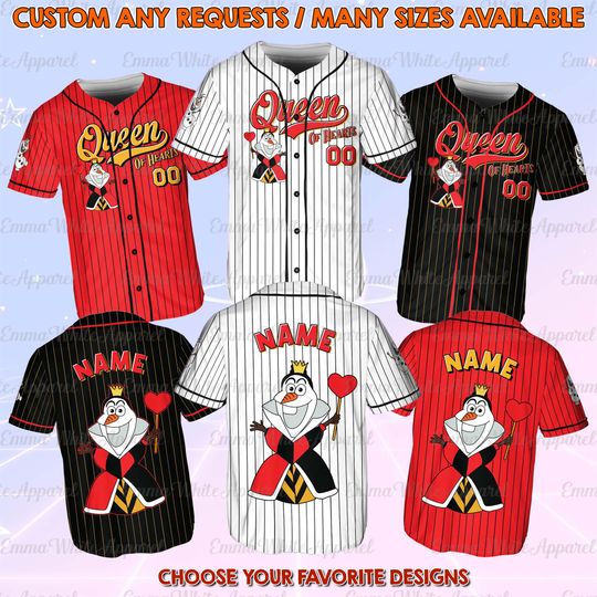 Discover Disney Olaf Queen Of Hearts Halloween Jersey, Queen Of Hearts Olaf Villain Shirt, Disney Olaf Witch Vibes Shirt, WDW Halloween Trip Shirt