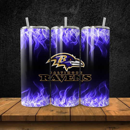 Baltimore Football Team Ravens Tumbler with Lid and Straw, Gift for Football Fan