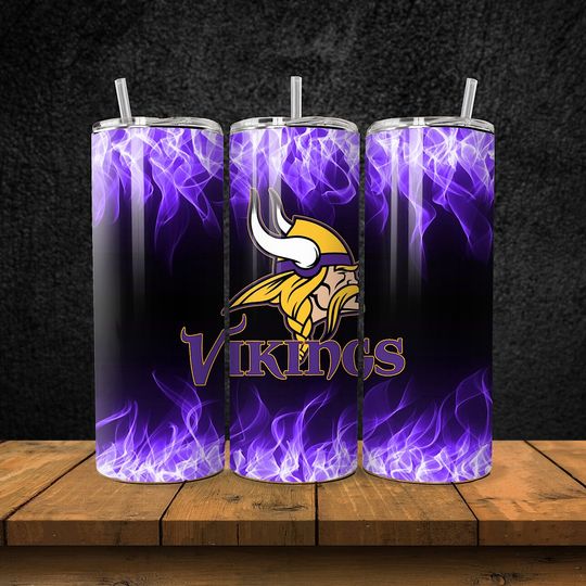 Minnesota Football Team Vikings Tumbler with Lid and Straw, Gift for Football Fan