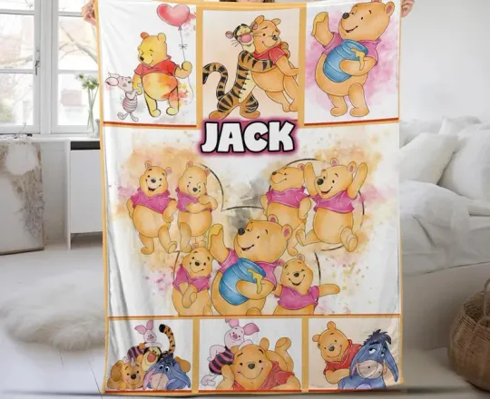 Discover Disney Winnie The Pooh Tigger Piglet Eeyore Colorful Customize Fleece Blanket