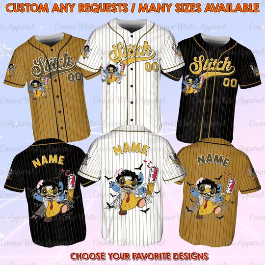 Discover Disney Halloween Stitch Horror Shirt, Disney Horror Stitch Costume Jersey, Disney Stitch Cosplay Horror Characters Shirt