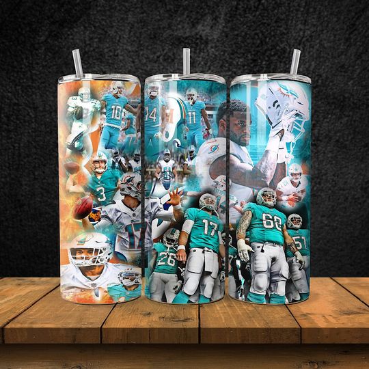 Discover 20OZ skinny stainless steel Miami Dolphins football football tumbler