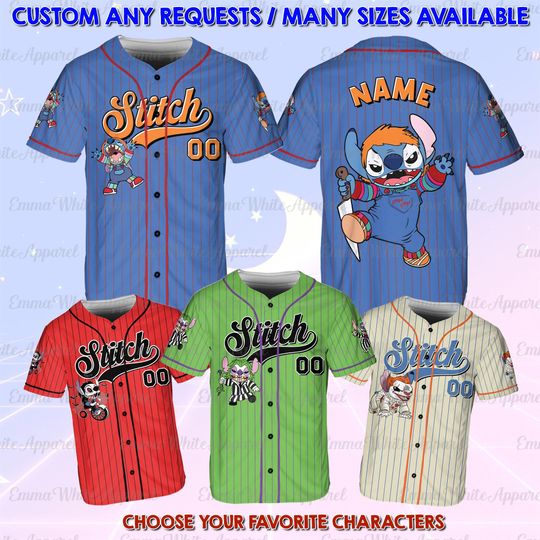 Discover Disney Stitch Halloween Shirt, Stitch Horror Halloween Shirt, Disney Stitch Spooky Halloween Jersey, Stitch Horror Film Characters Shirt