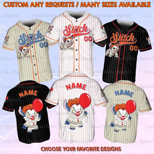 Discover Disney Stitch Evil Halloween Jersey, Disney Stitch Balloon Shirt, Stitch Horror Film Characters Shirt, Disney Stitch Halloween Shirt