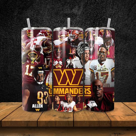Washington Football Team Commanders Tumbler with Lid and Straw, Gift for Football Fan