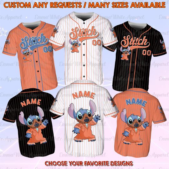 Discover Custom Stitch Halloween Characters Jersey, Horror Stitch Costume Shirt, Stitch Horror Halloween Shirt, Stitch Horror Film Characters Shirt