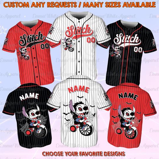 Discover Custom Stitch Halloween Shirt, Disney Stitch Horror Movie Villains Jersey, Scary Stitch Shirt For Halloween Fan, Horror Stitch Costume Shirt