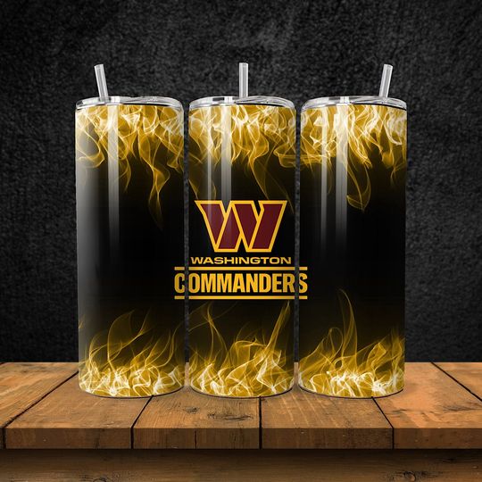 Washington Football Team Commanders Tumbler with Lid and Straw, Gift for Football Fan