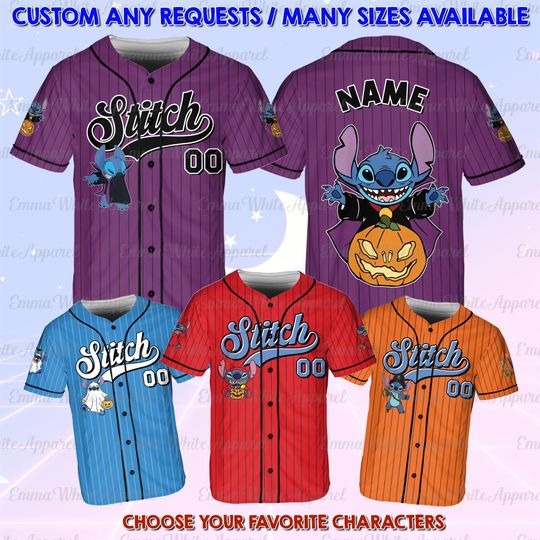 Discover Disney Stitch Halloween Baseball Jersey, Disney Stitch Spooky Season Shirt, Disney Fall Stitch Shirt, Disney Fall Pumpkin Stitch Shirt