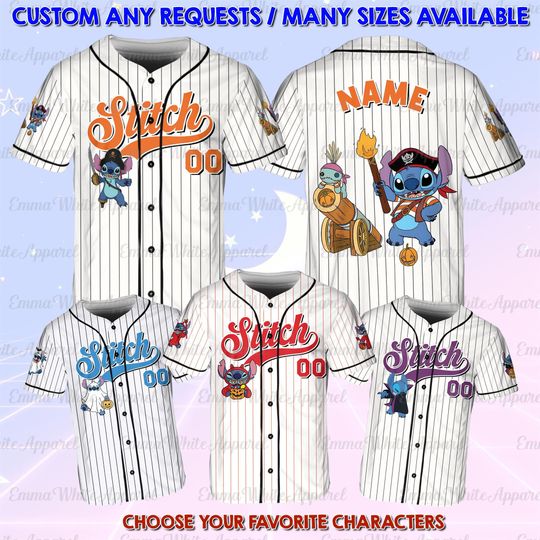 Discover Disney Stitch Halloween Jersey, Stitch Horror Halloween Shirt, Disney Stitch Spooky Season Shirt, Disney Fall Pumpkin Stitch Shirt