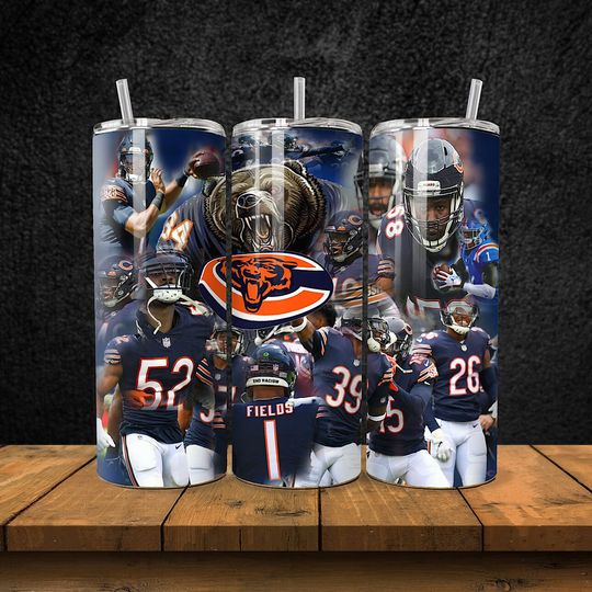 Discover 20OZ skinny stainless steel Chicago Bears football football tumbler