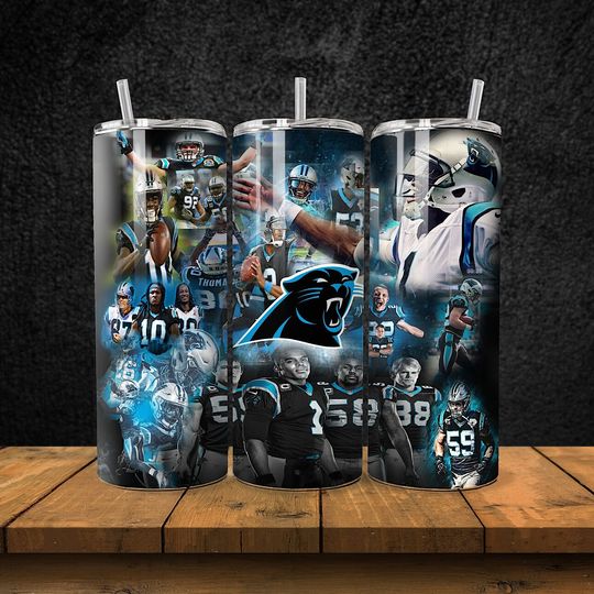 Discover 20OZ skinny stainless steel Carolina Panthers football football tumbler