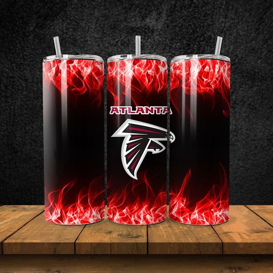 Atlanta Football Team Falcons Tumbler with Lid and Straw, Gift for Football Fan