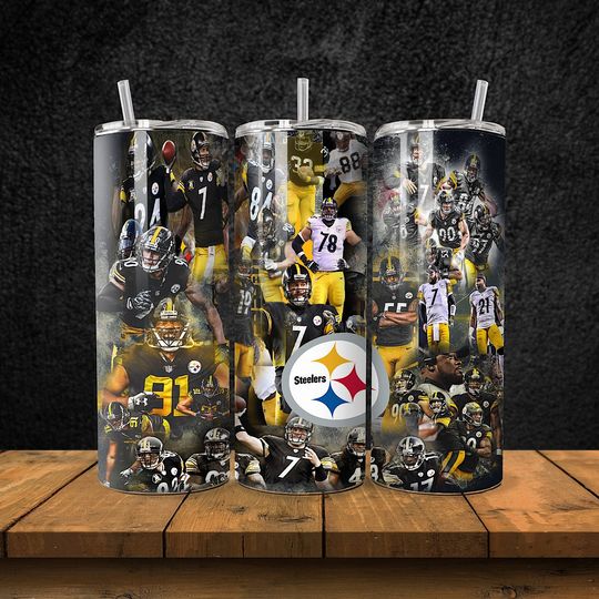Discover Pittsburgh Football Team Steeler Tumbler with Lid and Straw, Gift for Football Fan
