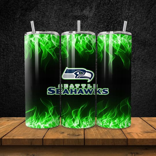 Discover Seattle Football Team Seahawks Tumbler with Lid and Straw, Gift for Football Fan