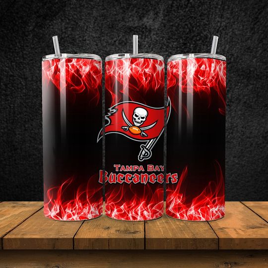 Tampa Bay Football Team Buccaneers Tumbler with Lid and Straw, Gift for Football Fan