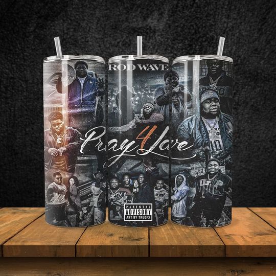 Rod Wave Tumbler with Lid and Straw, Rod Wave Fan Gifts