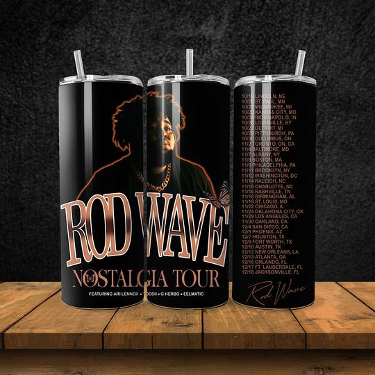 Rod Wave Tumbler with Lid and Straw, Rod Wave Fan Gifts