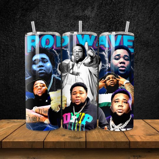 Rod Wave Tumbler with Lid and Straw, Rod Wave Fan Gifts