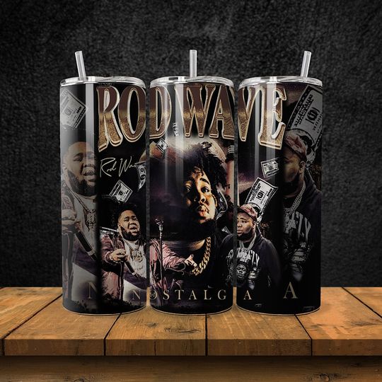 Rod Wave Tumbler with Lid and Straw, Rod Wave Fan Gifts