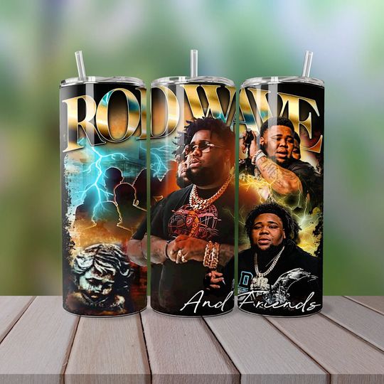 Rod Wave Tumbler with Lid and Straw, Rod Wave Fan Gifts