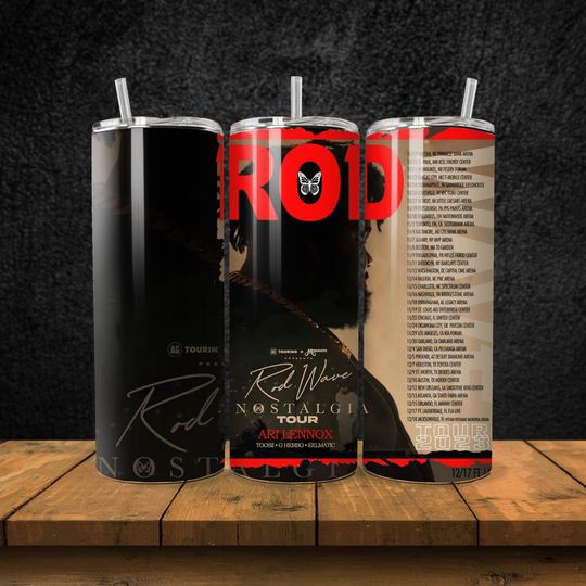 Rod Wave Tumbler with Lid and Straw, Rod Wave Fan Gifts