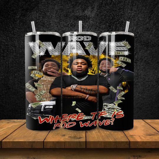 Rod Wave Tumbler with Lid and Straw, Rod Wave Fan Gifts