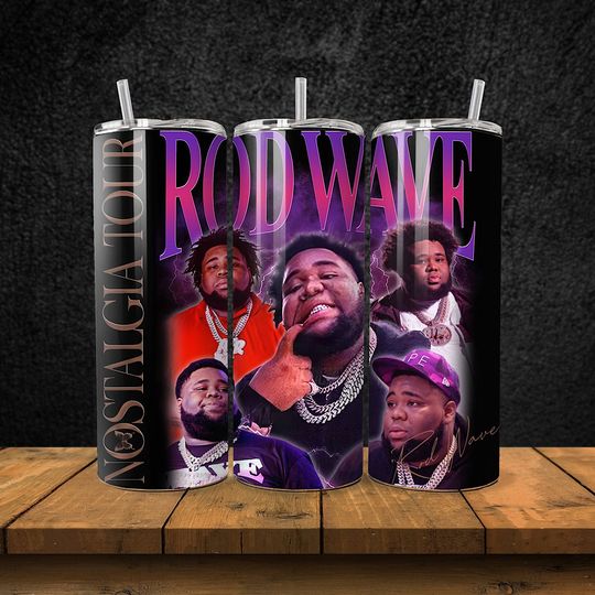 Rod Wave Tumbler with Lid and Straw, Rod Wave Fan Gifts