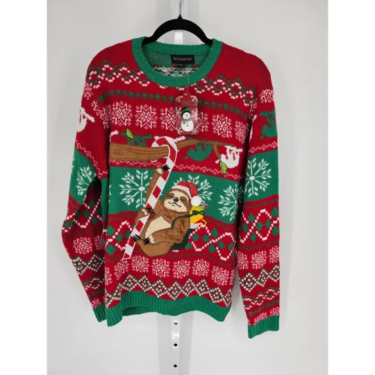 Blizzard Bay Women's Sloth Crew Neck Ugly Christmas Sweater Size L