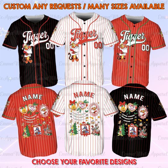 Discover Disney Coquette Bows Winnie The Pooh Christmas Jersey, Christmas Tigger Coquette Bow Jersey, Winnie The Pooh Christmas Coquette Mirror Shirt