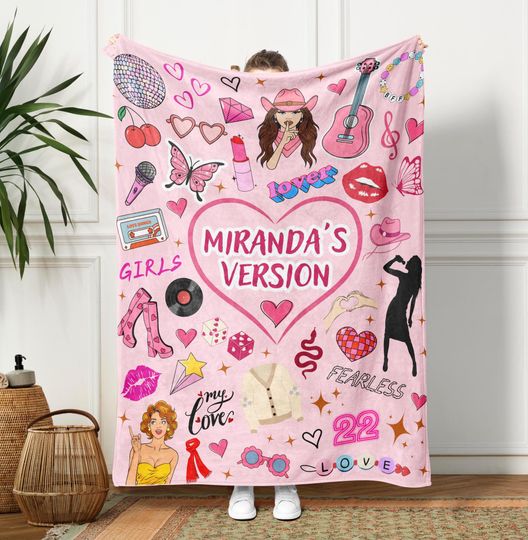 Discover Personalized Pop Star Blanket: Girls Pink Music Room Decor