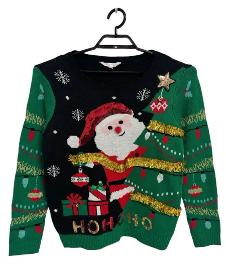 NOBO No Boundaries women's Christmas ugly sweater long sleeve size L (11-13)