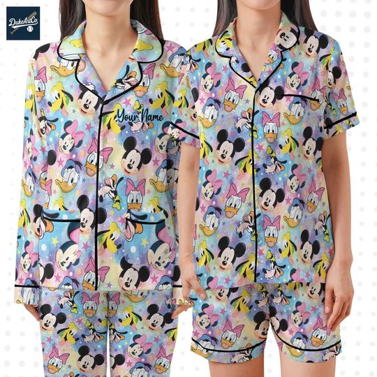 Discover Mickey And Friends Pattern Short Pajamas for Girls, Disney Gift for Kids, Mama gigi