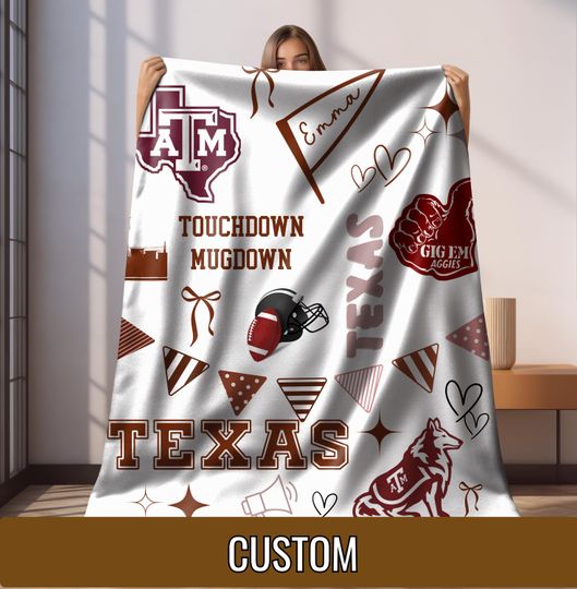 Discover Personalized College Blanket Custom University Throw School Spirit Gift Graduation Dorm Room Bedding Team Name Logo Blanket School Pride