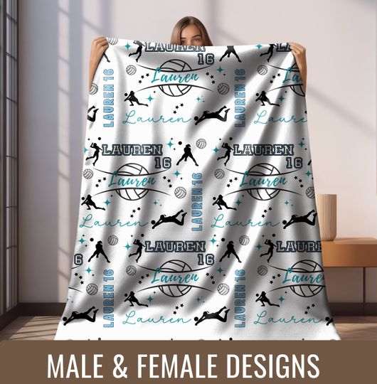 Discover Custom Volleyball Blanket Gift for Volleyball Player Gift for Volleyball Coach Personalized Volleyball Team Gift for Senior Volleyball Dorm