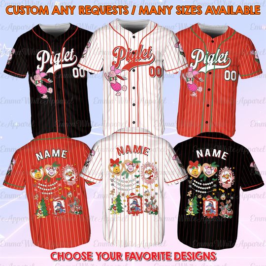 Discover Disney Coquette Bows Winnie The Pooh Christmas Jersey, Christmas Piglet Coquette Bow Jersey, Winnie The Pooh Christmas Coquette Mirror Shirt