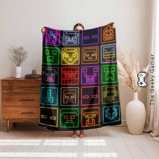Discover Gamer Blanket, Neon Throw Blanket
