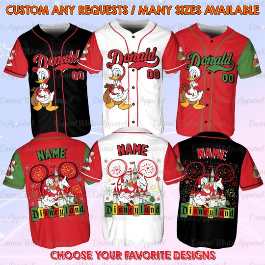 Discover Mickey And Friends Donald Christmas Jersey, Disneyland Donald Christmas Jersey, Mickey Mouse Christmas Party 2025, Disney Donald Duck Jersey
