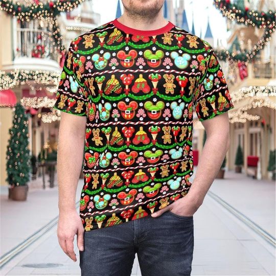 Discover Gingerbread Mickey Mouse 3D T-Shirt, Disney All Over Print Tee