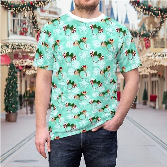 Discover Christmas Minnie Ears 3D T-Shirt, Disney All Over Print Tee