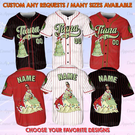 Discover Princess Tiana Christmas Jersey, Disney Tiana Christmas Lights Jersey, Princess Coquette Christmas Shirt, Disney Coquette Christmas Shirt