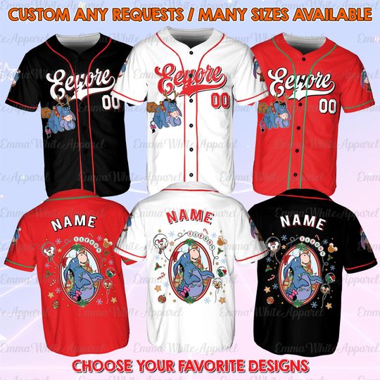 Discover Winnie The Pooh Eeyore Christmas Jersey, Disney Eeyore Mirror Christmas Jersey, Cute Winnie The Pooh Santa Shirt, Disney Merry Xmas Jersey