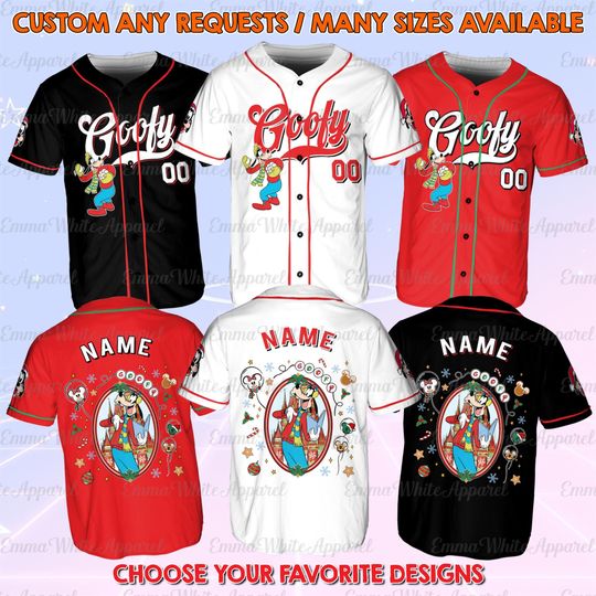 Discover Mickey & Friends Goofy Christmas Jersey, Disney Goofy Mirror Christmas Jersey, Mickey Christmas Party 2025, Disneyland Christmas Trip Jersey