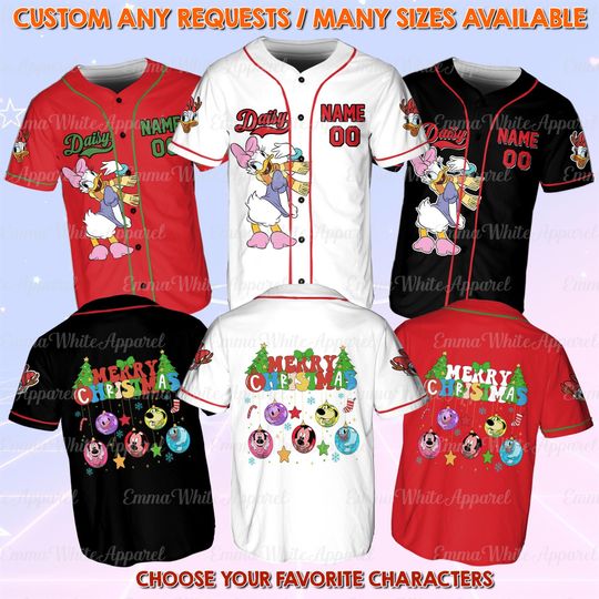 Discover Disney Daisy Merry Christmas Jersey, Daisy Duck Christmas Jersey,Mickey & Friends Characters Jersey, 2025 Mickeys Very Merry Shirt