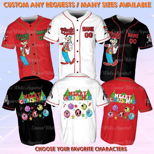 Discover Disney Goofy Merry Christmas Jersey, Goofy Christmas Jersey, Mickey & Friends Characters Jersey, Disney Christmas Group Shirt