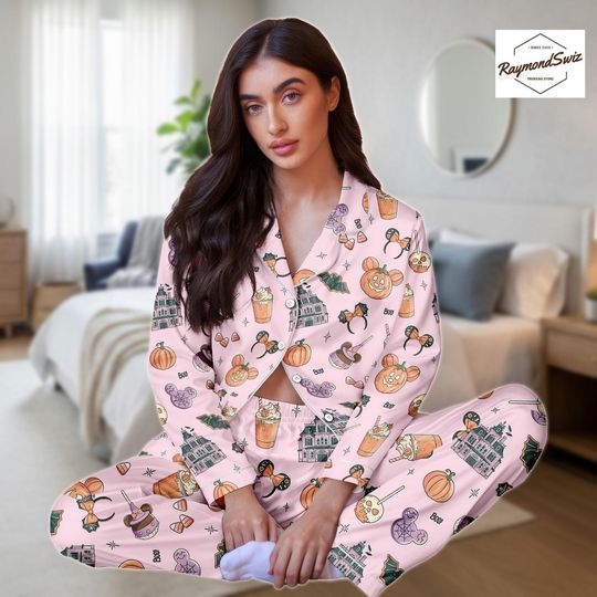 Discover Halloween Mickey PJs Long Set, Mickey Mouse Long Pajama, Disney Shirt n Pants, Pumpkin Mickey PJs Set, Disney Halloween PJs, Disney Gif