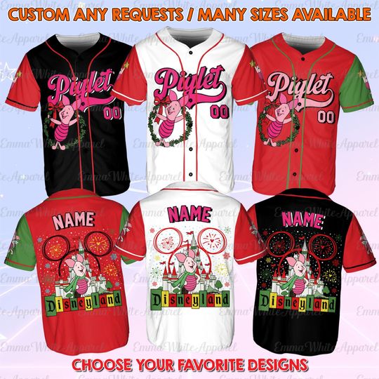 Discover Winnie The Pooh Piglet Christmas Jersey, Disneyland Piglet Christmas Jersey, Pooh Christmas Matching Shirt,Disney World Trip Christmas Shirt